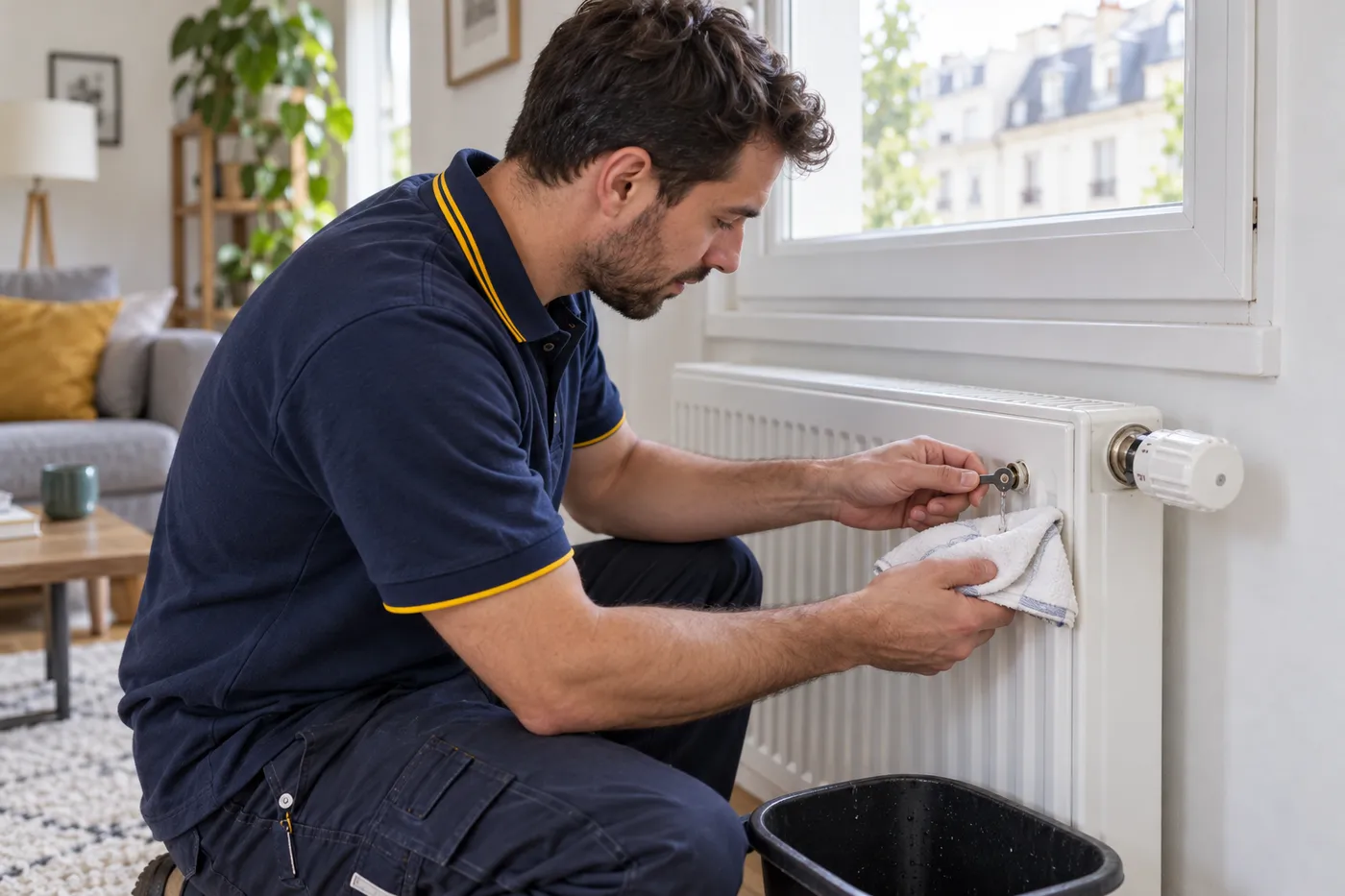 Purge d'un radiateur et contrôle de la pression du circuit de chauffage